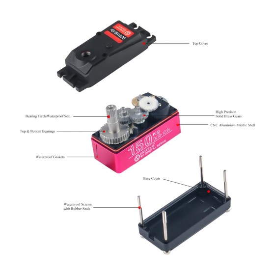 Original 150KG 12V DS51150 Digital Metal Robotic 180/270 Degree Waterproof IP66 25T Arm for High Quality Drones Accessories